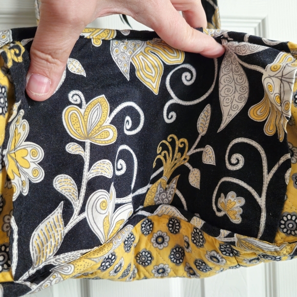 Vera Bradley Black Yellow Button Floral Paisley Tote Bag with Accessories Large - Picture 10 of 16